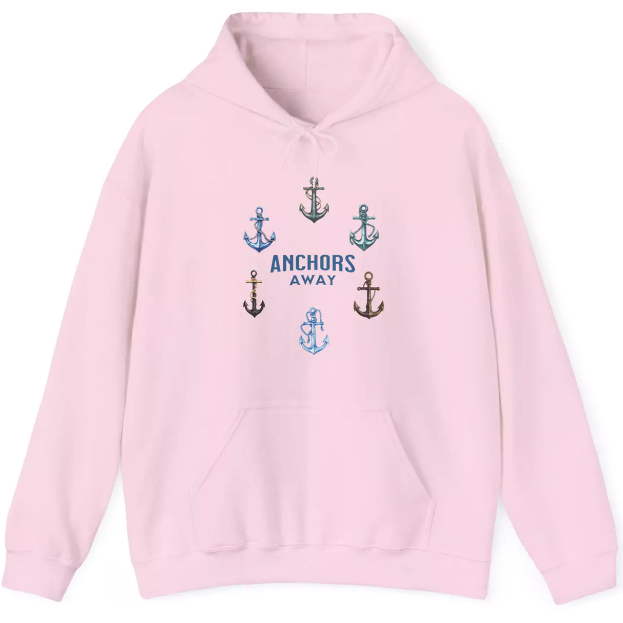 Anchors Away light pink drawstring hoodie