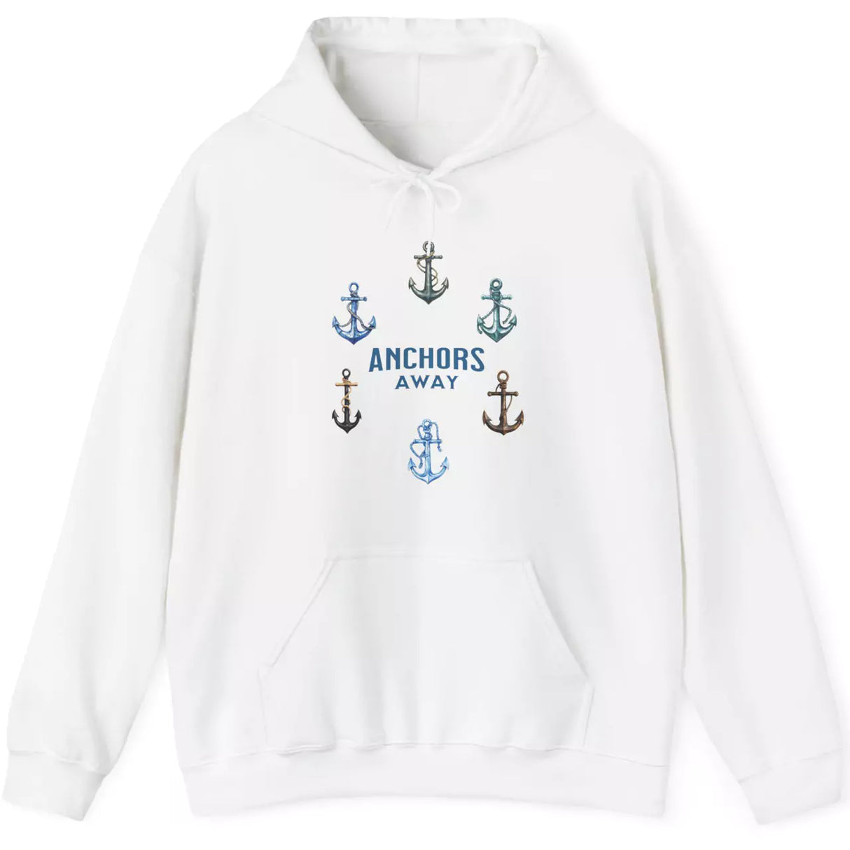 Anchors Away white drawstring hoodie