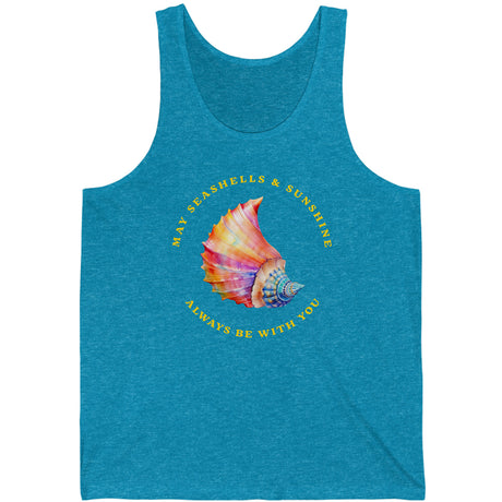 Seashells And Sunshine tank top in aqua