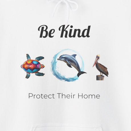 Be Kind to sealife drawstring hoodie design