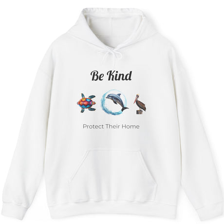 Be Kind to sealife drawstring hoodie in white