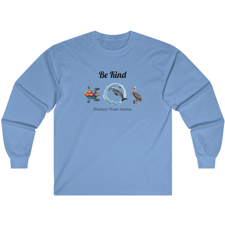 Be Kind to sealife long-sleeve t-shirt carolina blue