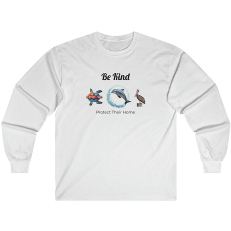 Be Kind to sealife long-sleeve t-shirt in white