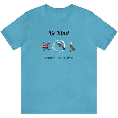 Be Kind to sealife t-shirt in aqua