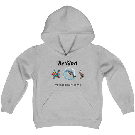 Be Kind to sealife youth hoodie sport gray