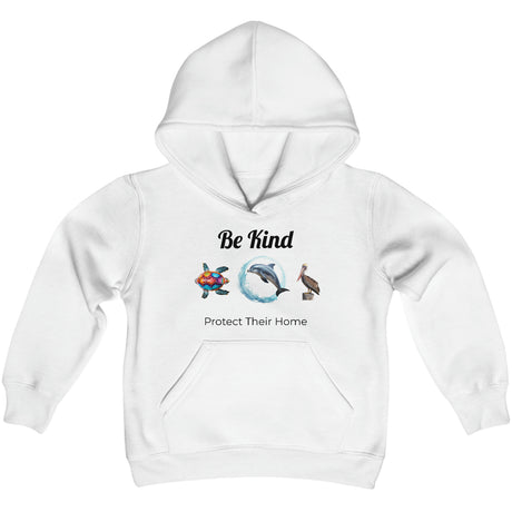 Be Kind to sealife youth hoodie white