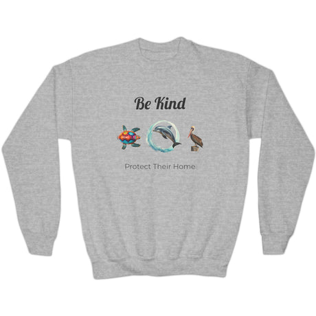 Be Kind to sealife youth sweatshirt in sport gray