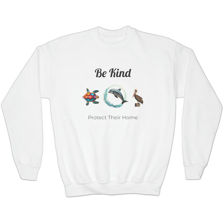 Be Kind to sealife youth sweatshirt in white