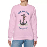 Beach Anchors Me light pink sweatshirt on female model