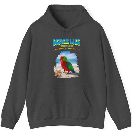 Beach Life Parrot Spells hoodie in dark heather