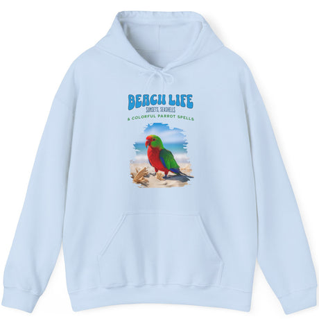 Beach Life Parrot Spells hoodie in light blue