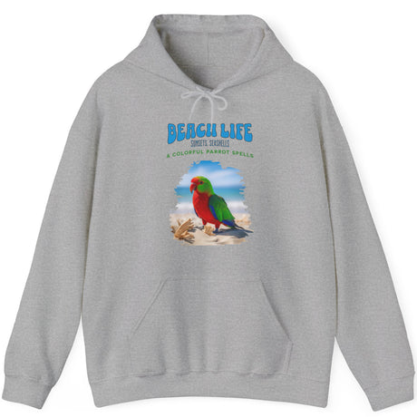 Beach Life Parrot Spells hoodie in sport gray