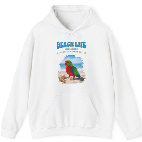 Beach Life Parrot Spells hoodie in white