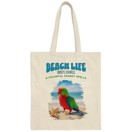 Beach Life Parrot Spells tote bag full view