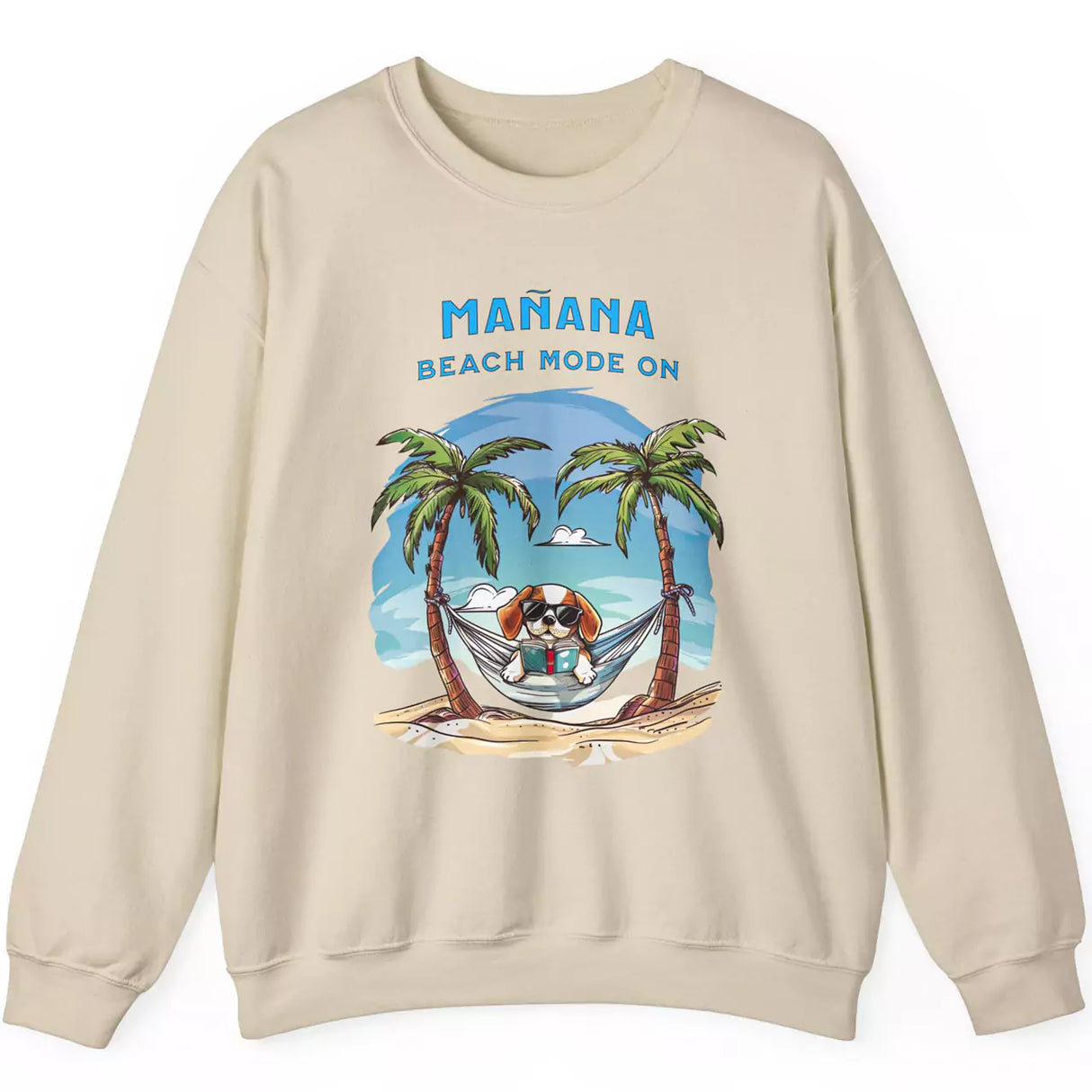 Beach Mode On sand-color sweatshirt