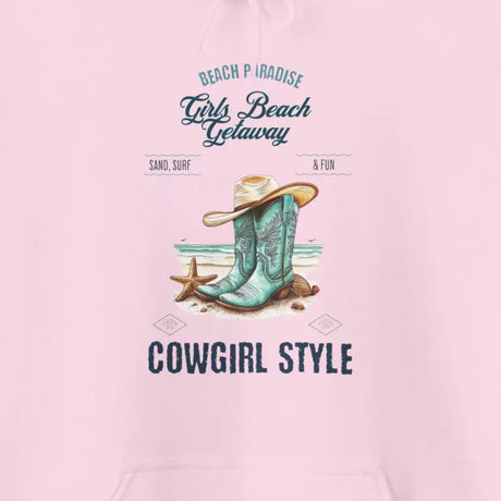 Beach Paradise Cowgirl Style Drawstring Hoodie