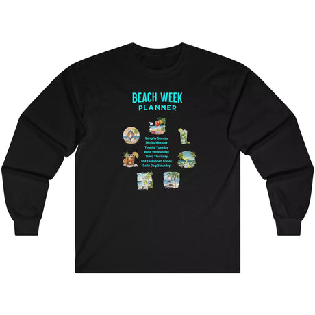 Black Beach Week Planner long-sleeve t-shirt