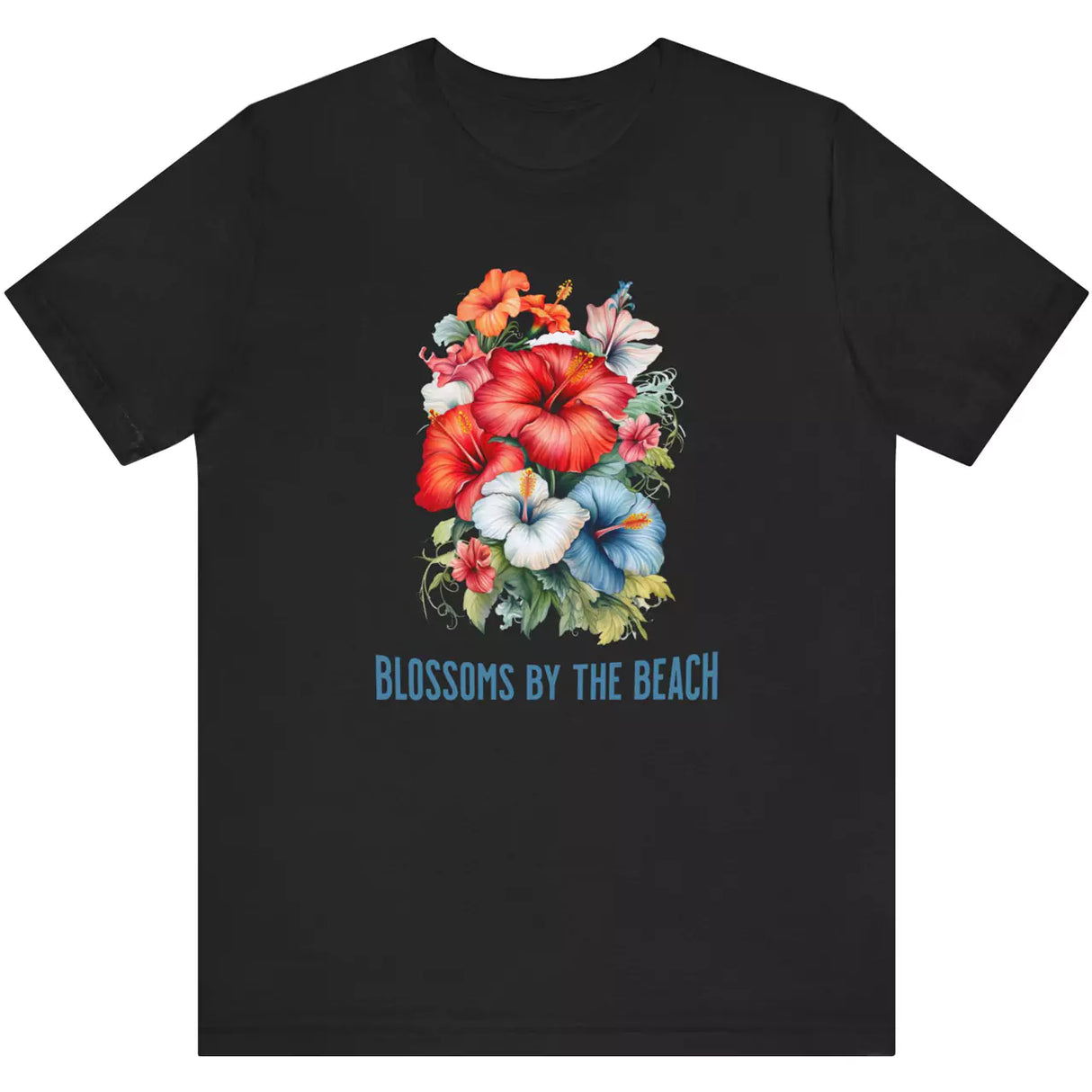 Black Blossoms By The Sea Hibiscus Flowers t-shirt