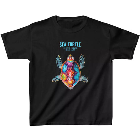 Black Colorful Sea Turtle youth t-shirt