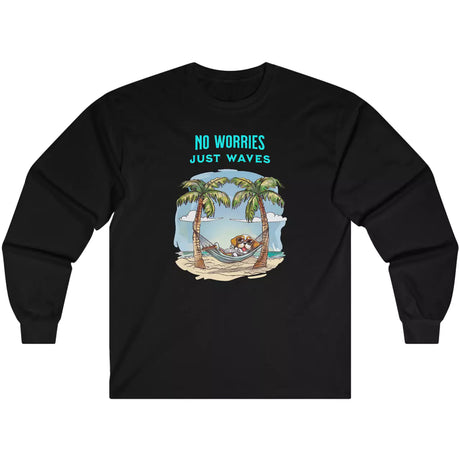 Black No Worries Just Waves long-sleeve t-shirt