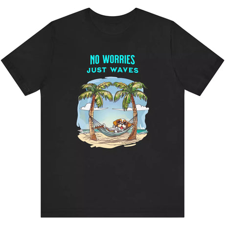 Black No Worries Just Waves t-shirt