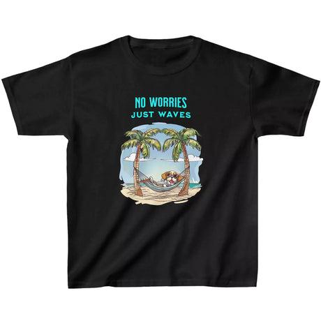 Black No Worries Just Waves youth t-shirt