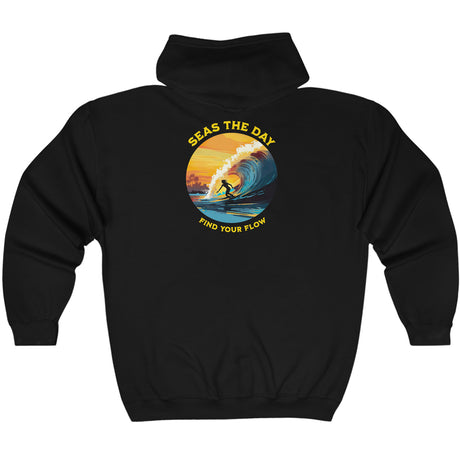 Ride The Tide zip up hoodie in black