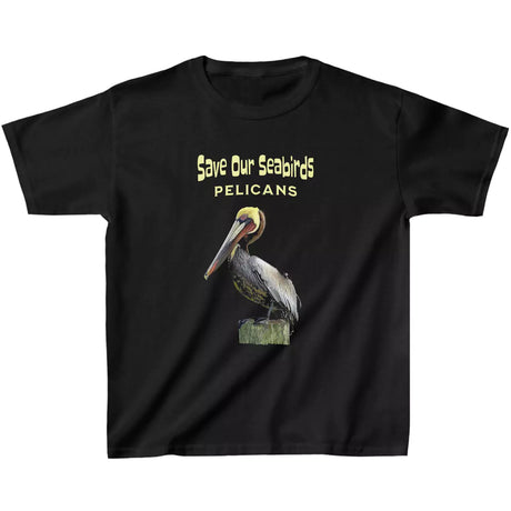 Black Save Our Seabirds Pelicans youth t-shirt