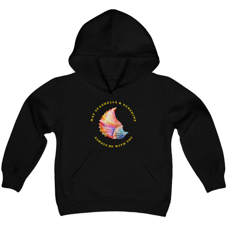 Seashells And Sunshine youth hoodie in black