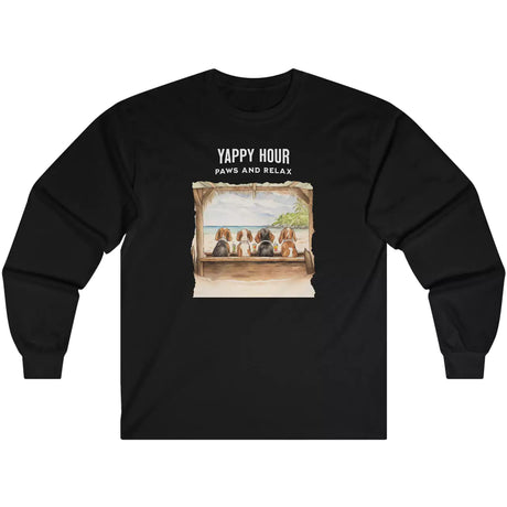 Black Yappy Hour Paws And Relax long-sleeve t-shirt