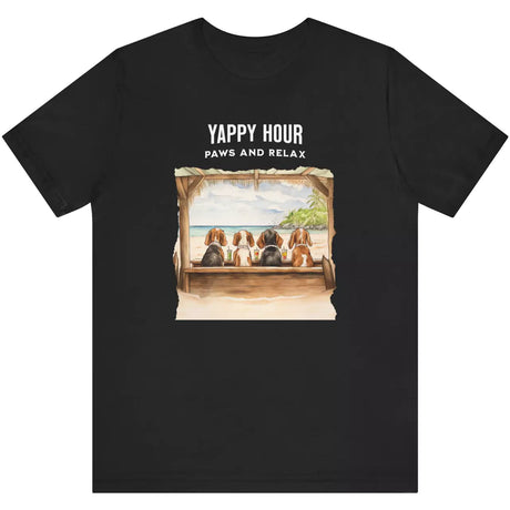 Black Yappy Hour Paws And Relax t-shirt