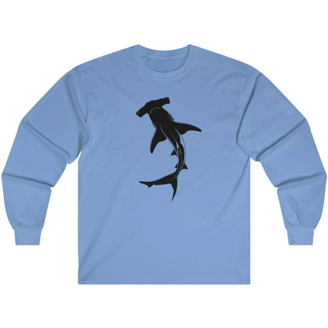 Carolina Blue Hammerhead Shark Silhouette long-sleeve t-shirt