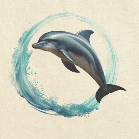 Coastal Joy Dolphin canvas tote bag design