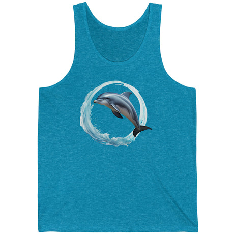 Coastal Joy dolphin tanktop white aqua