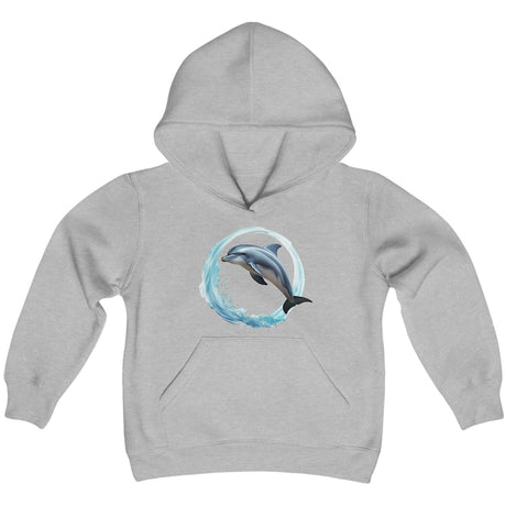 Coastal Joy Dolphin youth hoodie in sport gray