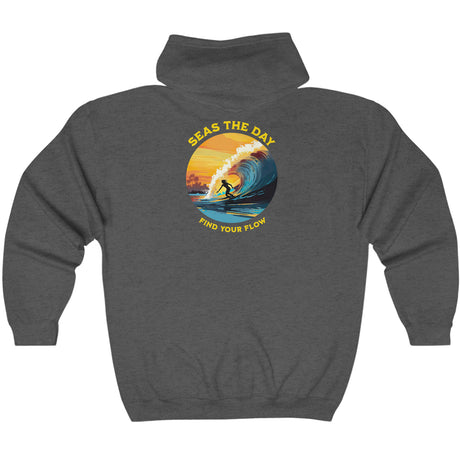 Ride The Tide zip up hoodie in dark heather