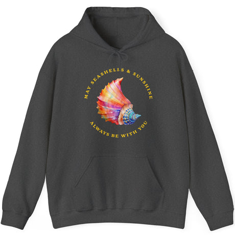 Seashells And Sunshine drawstring hoodie in dark heather