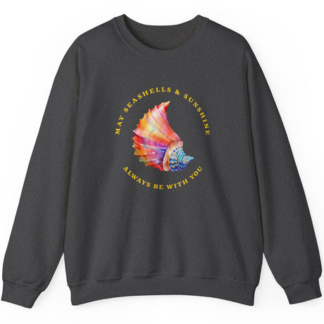 Seashells And Sunshine sweatshirt dark heather