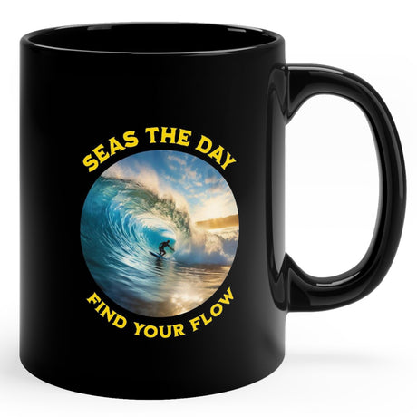 Find Your Flow 11 oz black mug right