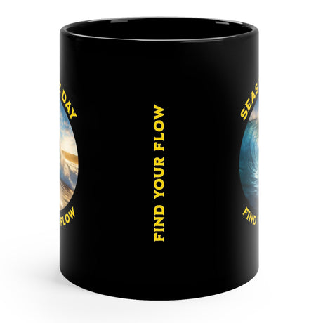 Find Your Flow 11 oz black mug side