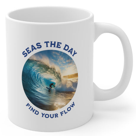 Find Your Flow 11 oz white mug right side