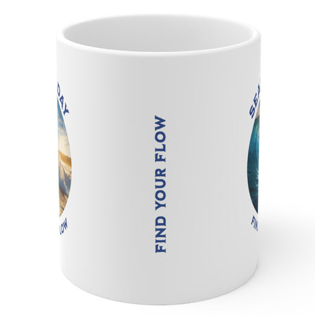 Find Your Flow 11 oz white mug side