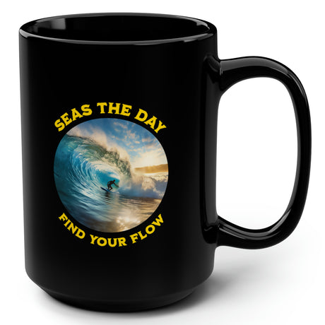 Find Your Flow 15 oz black mug right