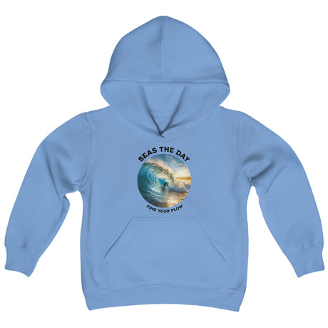 Find Your Flow youth hoodie in carolina blue