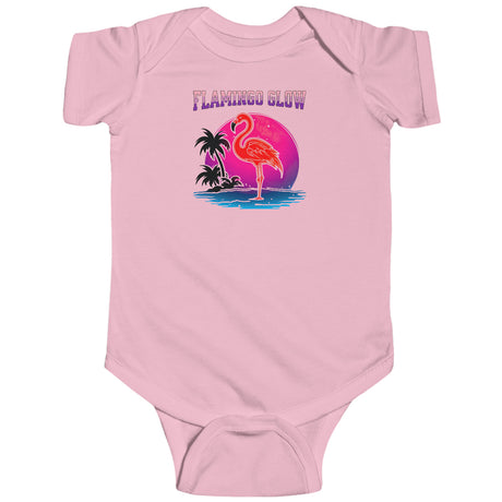 Flamingo Glow baby bodysuit in pink