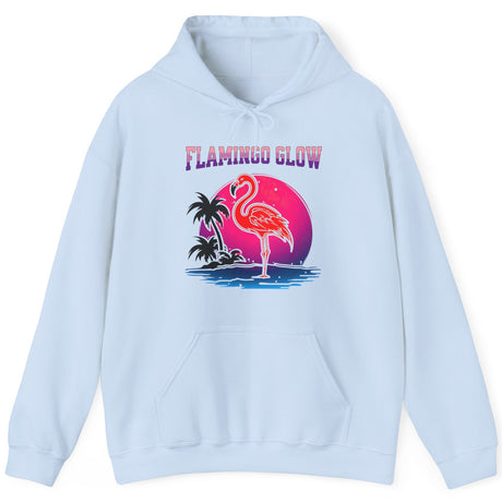 Flamingo Glow hoodie in light blue