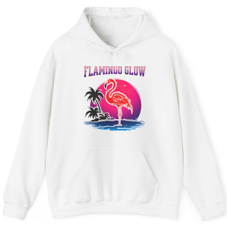 Flamingo Glow hoodie in white