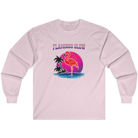 Flamingo Glow long-sleeve t-shirt in light pink