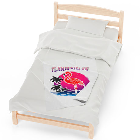 Flamingo Glow Velveteen Plush Blanket