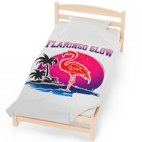 Flamingo Glow Velveteen Plush Blanket